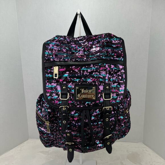 Juicy Couture Handbags - Juicy Couture Lacey Purple Teal Pink Sequin Backpack Adjustable Straps Y2K